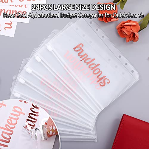 Skydue Budget Binder With Zipper Envelopes,Money Organizer For Cash,12Pcs Expense Budget Sheets & 24 Rose Gold Sticky Labels,Money Saving Binder For Budgeting (Winered) #TOP1