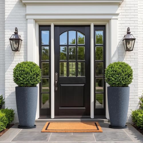 ZMTECH 2-Pack Large Tall Planters with Saucer - 6.8 Gallons /12x21 Inch Faux Stone Finish Round Flower Pots for Indoor Plants, Outdoor Patio & Porch Decor, Unbreakable Plant Containers (Dark Gray) by ZMTECH - Used condition - Image 7