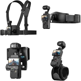 4 in 1 DJI Osmo Pocket 3 Accessories Kit,Quick Release Chest Mount Harness/Quick Release Head Strap Mount/ 360°Rotating Wrist Strap/Quick Clip Mount with Expansion Adapter (Set 1)