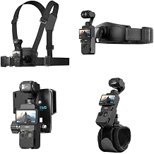 4 in 1 DJI Osmo Pocket 3 Accessories Kit,Quick Release Chest Mount Harness/Quick Release Head Strap Mount/ 360Rotating Wrist Strap/Quick Clip Mount with Expansion Adapter Set 1