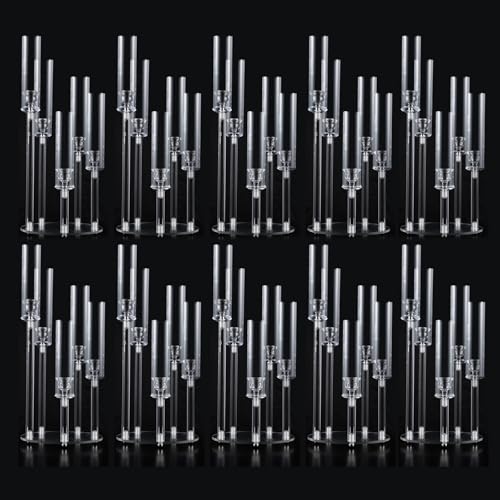 10Pcs Acrylic Candelabra Table Centerpieces for Wedding 5 Arm Clear