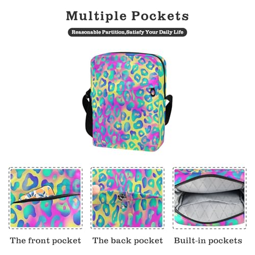 cute messenger bag Small Crossbody Bags For Women Women's Purse Adjustable Strap for Outdoor Daily Outdoor Daily- Leopard Rainbow Color2