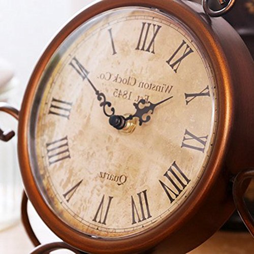 WINOMO Relógio de mesa retrô estilo europeu retrô antigo vintage ferro forjado artesanato relógio de