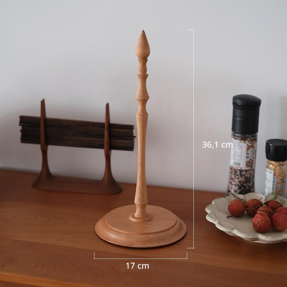 Portarotoli da Cucina Autonomo, con Base Massiccia e Finitura Atossica, per Piano Cottura, Tavolo o Bagno, Stile Classico Vintage in Legno di Noce