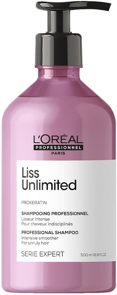 L’Oréal Professionnel, Smoothing Shampoo, For Unruly Hair, Smooth, Shiny and Fights Flut, With Keratin Oil Complex, Liss Unlimited, 500ml