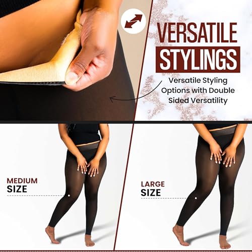 Footless Fleece Lined Tights for Brown Women - Thermal Tights with Fleece Lining (Large)4
