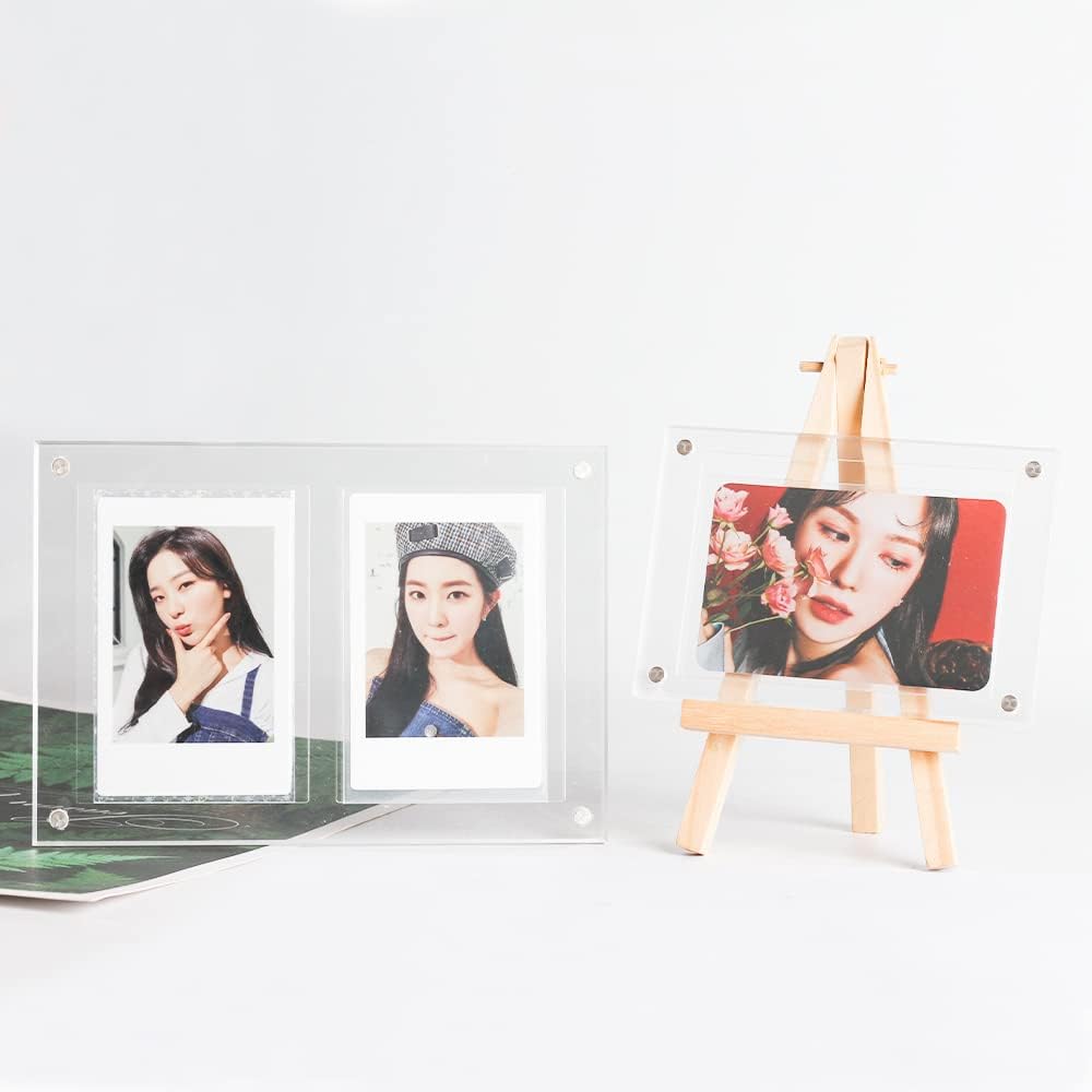 Baskiss 2 Pack Magnetic Card Holders, 66 x 91 mm Card Cares Clear Trading Cards Cases Protectors for Kpop Photocard Sports Card Baseball Card Basketball Card Trading and Display (Single Slot)
