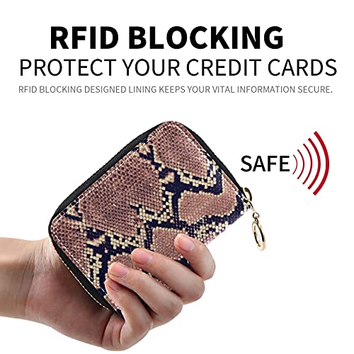 Snake Skin Pink Black Grey Credit Card Coin wallet, RFID Blocking Compact Women Leather Card Holder, Key Change Organizer, Zipper Purse Clutch Pouch Pocket2