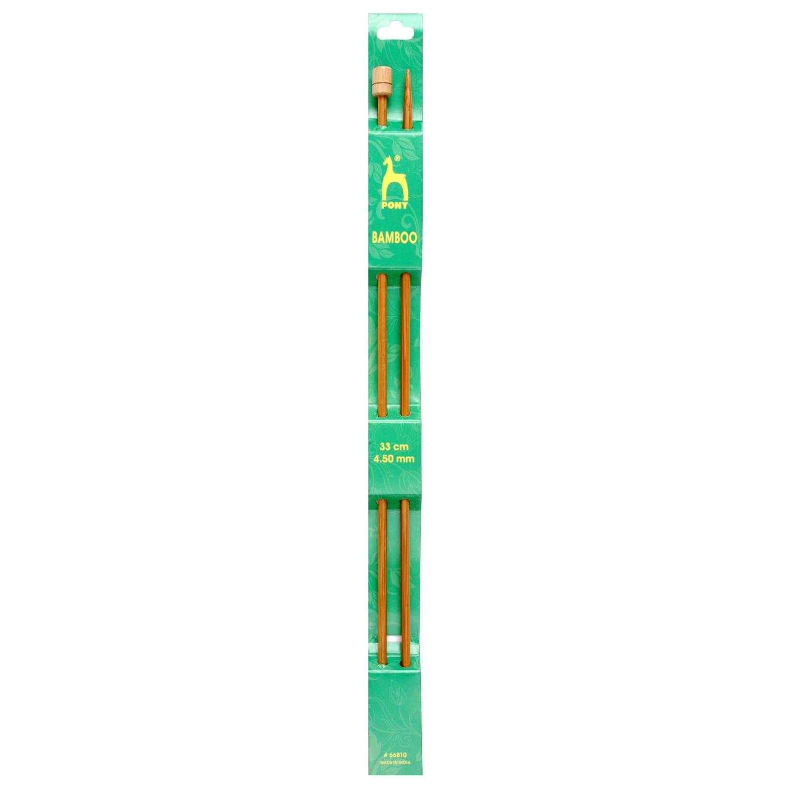 Pony Single Ended Bamboo Knitting Pins, Multi-Colour, 4.5mm