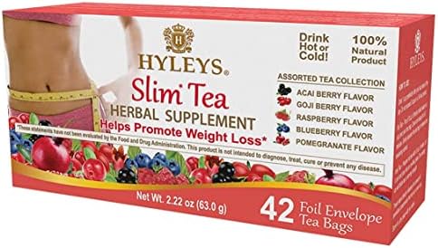 Hyleys Slim Tea 42 Ct Assorted - Weight Loss Herbal Supplement Cleanse and Detox - 42 Tea Bags (1 Pack)
