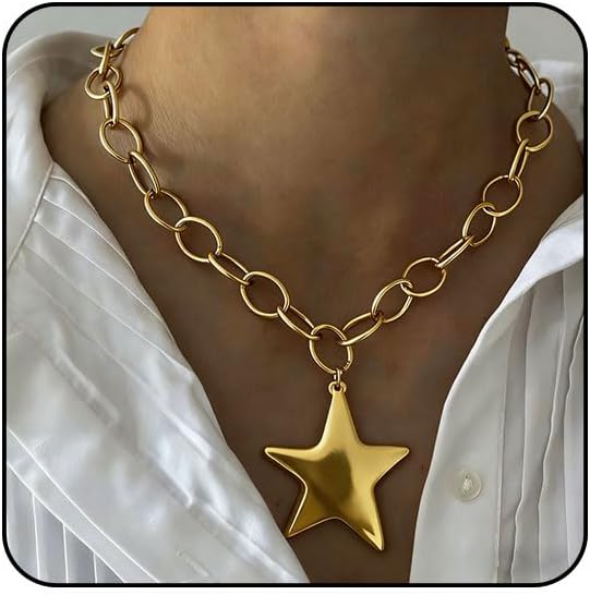 Chunky Necklace for Women Big Star Necklaces for Women Trendy Large Statement Necklace Thick Chain Bold Chunky Jewelry Star Accessories Boho