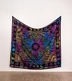 THE ART BOX Burning Sun Tie Dye Tapestry, Celestial Sun Moon Star Planet Bohemian Poster Trippy Tabl