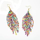 Quaste Ohrringe Für Damen - Quasten-Tropfen-Ohrringe Für Frauen, Handgewebter Ethno-Stil Bunte Perlen-Ohrtropfen Boho-Chic-Ohrringe Schmuck-Charm-Mädchen-Geschenk, Perlen, Ohrringe