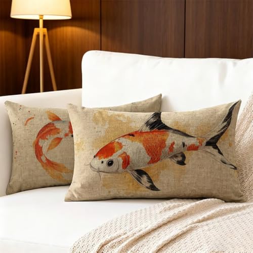 Housse de coussin extérieur imperméable en lin lot de 2 beige 40x60 pour canapé - 6