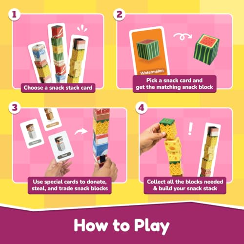 Image of Bloomingo Board Game - Stack A Snack: Interactive Stacking Game for Kids & Adults; Pick A Card & Race To Build you Tower Of Treats; Birthday Gift for Boys & Girls Ages 4, 5, 6, 7, 8, 9, 10, 11 & More