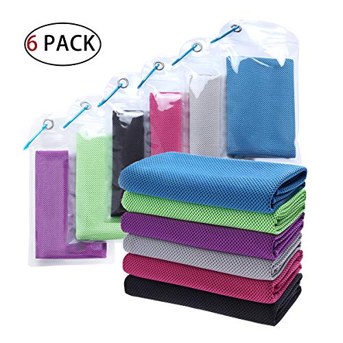 SIMSIMY Cooling Towel 6 Pack Fast Drying, Ultra Lightweight Compact Ice Towel