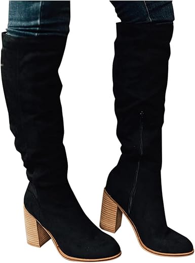 Amazon.com: Botas para mujer 2021 hasta la rodilla Botas de vaquero para  mujer, botas de ante grueso tacón alto con cremallera, botas largas retro a  media pantorrilla : Deportes y Actividades al