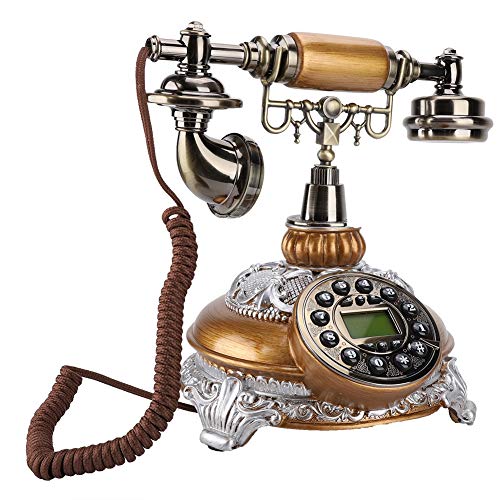 Bindpo Antique Landline with Caller ID,IDS-8675D Resin & Metal Old Fashioned Retro Corded Phones Support FSK/DTMF Dual System for Home Hotel Office Decor