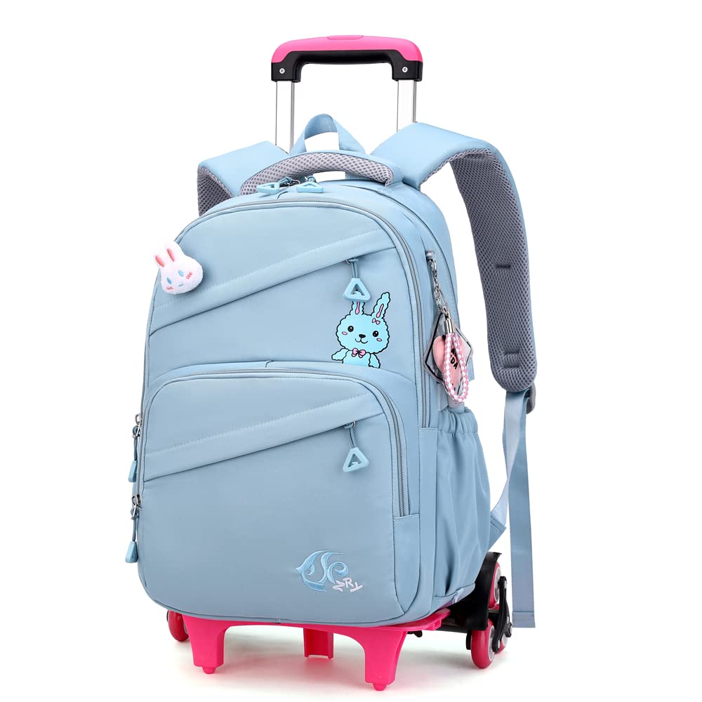 Rolling Backpack for Girls Trolley BookBag with Wheels Elementary and Middle School Luggage Travel Bag