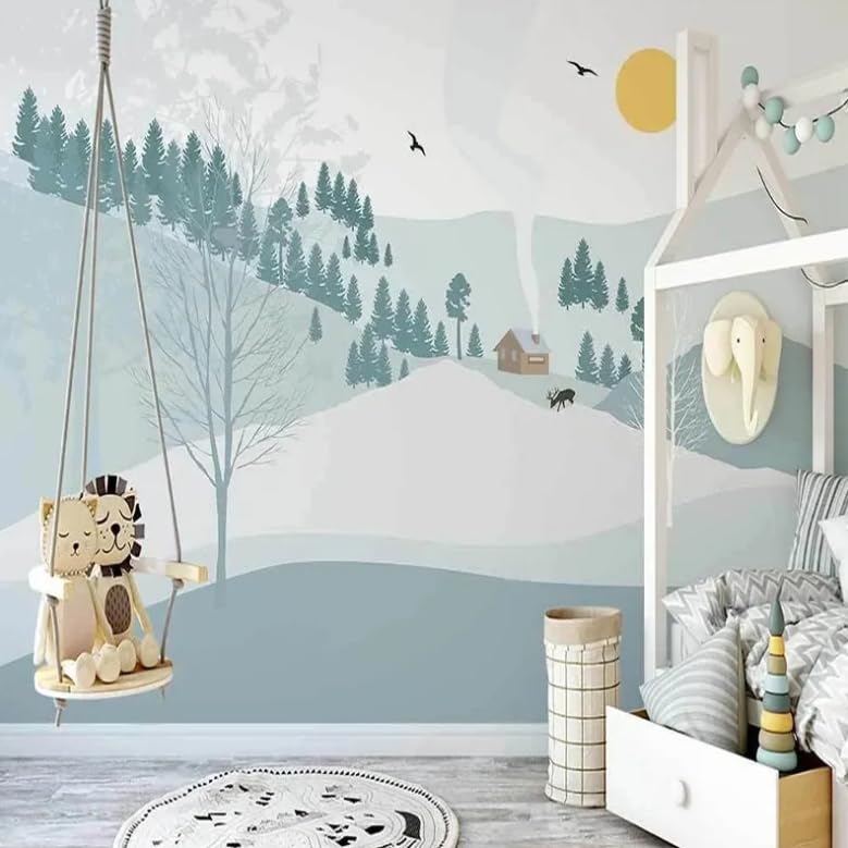 Papier peint photo 3D forêt vallée peinture murale enfants 300x210cm