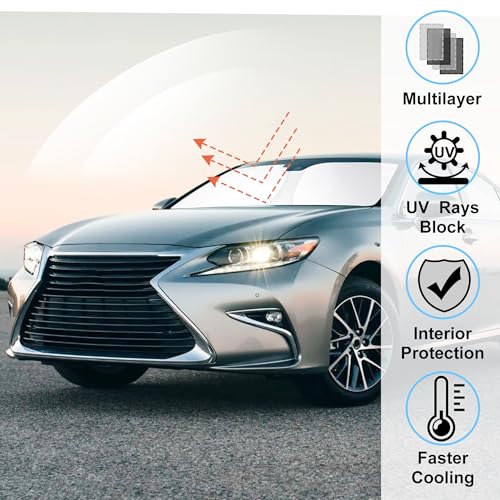 Image of Windshield Sun Shade Custom Fit for 2014-2020 Le xus is Sedan (NOT for Le xus RX, ES) Accessories Foldable Sunshade Sun Blocker Protect Car from Sun Rays & Heat Damage Keep Car Cooler
