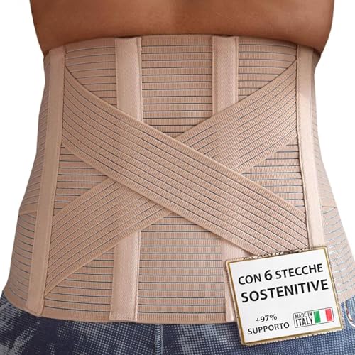 BODYPERFECT Busto Ortopedico Unisex Schiena Lombare Fascia Correttore Posturale 6 Stecche Cintura Uomo e Donna (S)