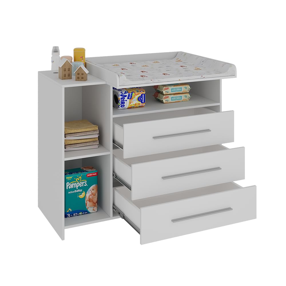 Vicco Commode à Langer Paula, Blanc, 110x93.5cm avec Plan à Langer, pour Une Utilisation Flexible comme Table à Langer ou Meuble de Rangement