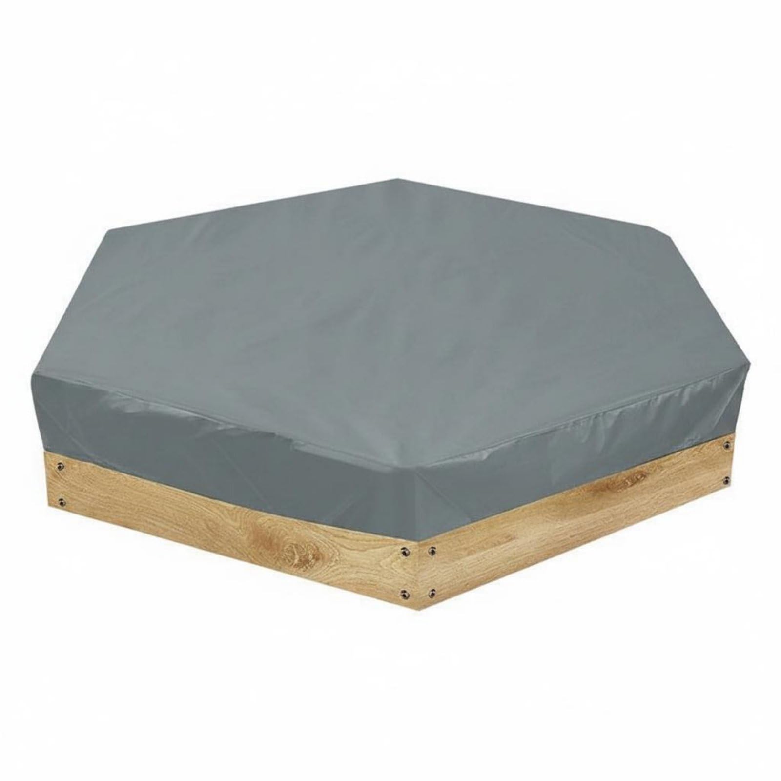 Sun Protection Hexagonal Sandbox Cover 210D Material Hexagon Sandpit Cover Dustproof Waterproof Sandbox Tarp All-Season Use for Children, Garden, Backyard, Patio, Gray, 140-120-20cm-image-29