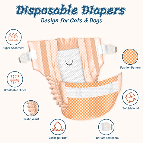 MICOOYO Puppy Cat Nappies Disposable, Super Absorbent Cat Diapers, Small Dog Nappies Female, Adjustable Waist - Image 3