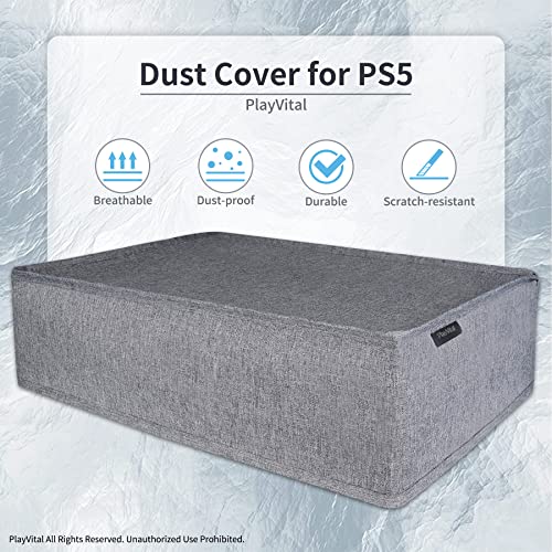 Image of PlayVital Gray Nylon Horizontal Dust Cover for ps5, Soft Neat Lining Dust Guard for ps5 Console, Anti Scratch Waterproof Cover Sleeve for ps5 Console Digital Edition & Disc Edition