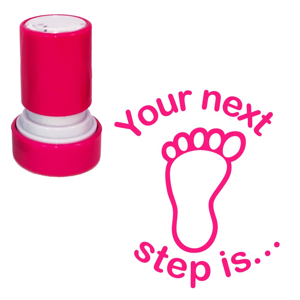 Classroom Capers Pink Your Next Step Is... Teacher Stamp. Self-Inking, 22Mm, Reinkable, Quality Stamper For Marking. Ink*