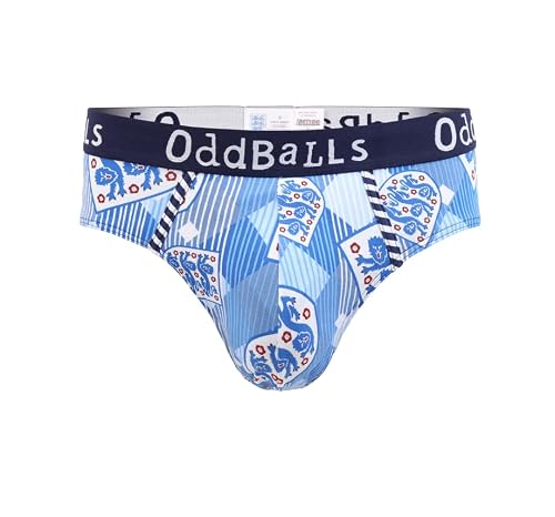 OddBalls | Mens Briefs | 1 Pack | Classic Fit | Mens Underwear | Hipster Boxer Briefs | Cotton| Elastic Waistband | England FA Retro | Large