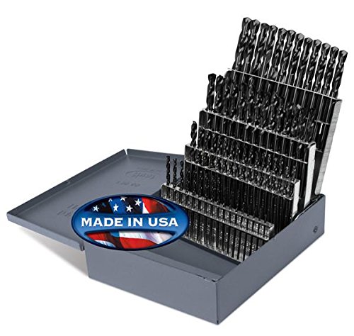 Rocky Mountain Twist 95090876 Black Oxide Screw Machine Set, 135° Split Point Geometry, Wire #1-#60 Size Range, 60 Piece Set