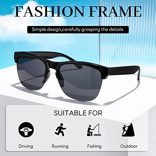 FEISEDY Polarized Sunglasses for Men Women Classic Semi-Rimless Frame Driving Fishing Sun Glasses UV Protection B9105 6