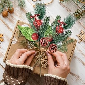 Sggvecsy 6 Pack Artificial Christmas Glittery Picks Faux Berries Pine Stems Red Berry Pine Branches with Pine Cones Shining Balls for Xmas Tree Wreath DIY Craft Floral Arrangement Holiday Decor (Red) Sggvecsy 6 Pack Artificial Christmas Glittery Picks Faux Berries Pine Stems Red Berry Pine Branches with Pine Cones Shining Balls for Xmas Tree Wreath DIY Craft Floral Arrangement Holiday Decor Red