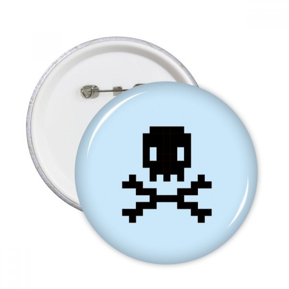 Badge pixel ronde tête de mort pirate, le lot de 5 pins pour un cadeau original - 3