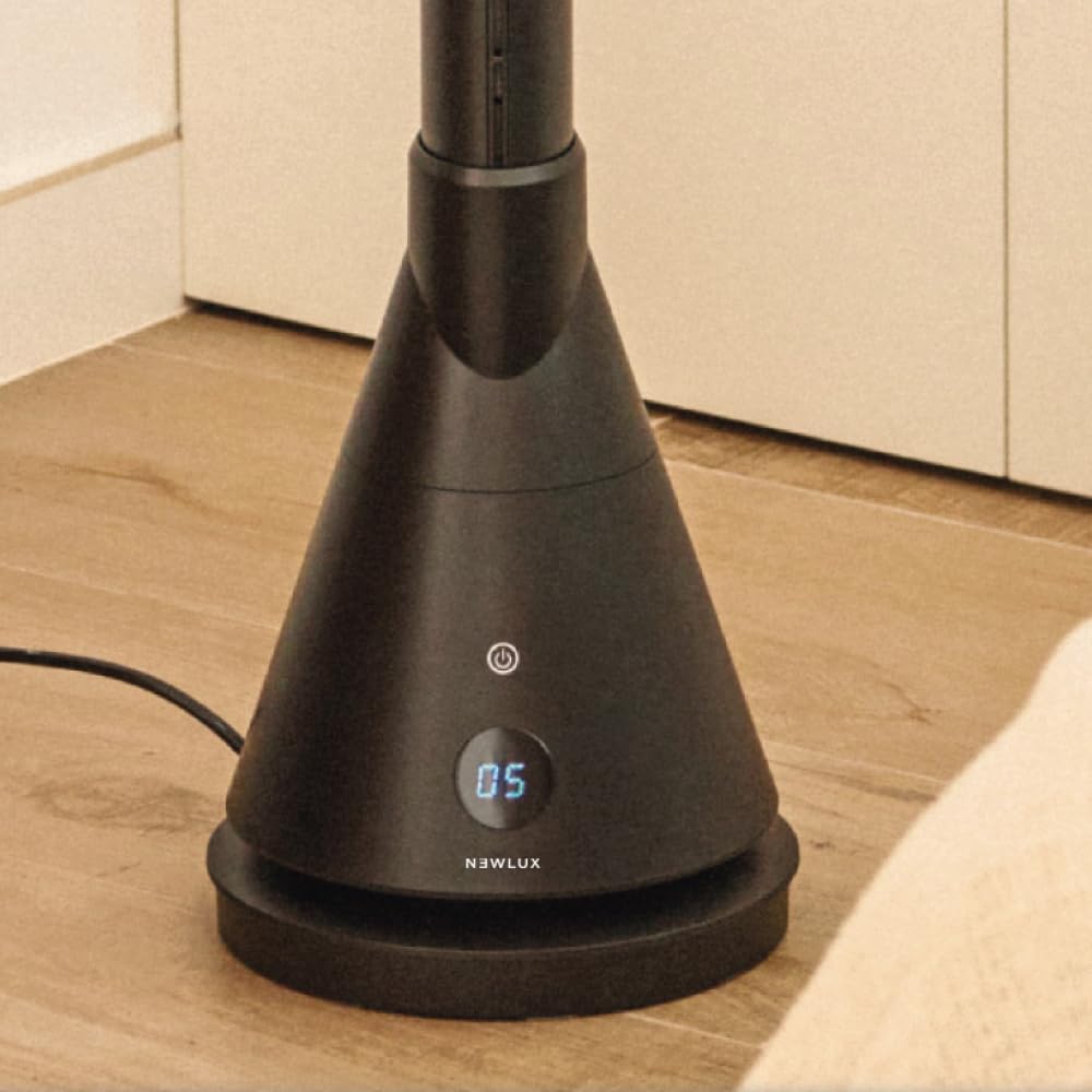 NEWTECK - Ventilateur Colonne Silencieux Dual 365 Noir, Ventilateur Tour Hauteur 101cm, Télécommande, Oscillante Thermostat 9 Niveau, Minuterie 8h, Temp Réglable, Tactile, 1800W