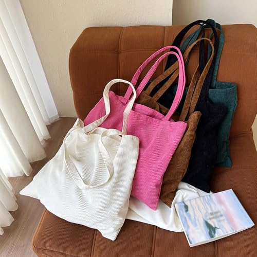 Women's Corduroy Handbag, Open Bag for Easy Access, Large Capacity Casual Shoulder Bag2