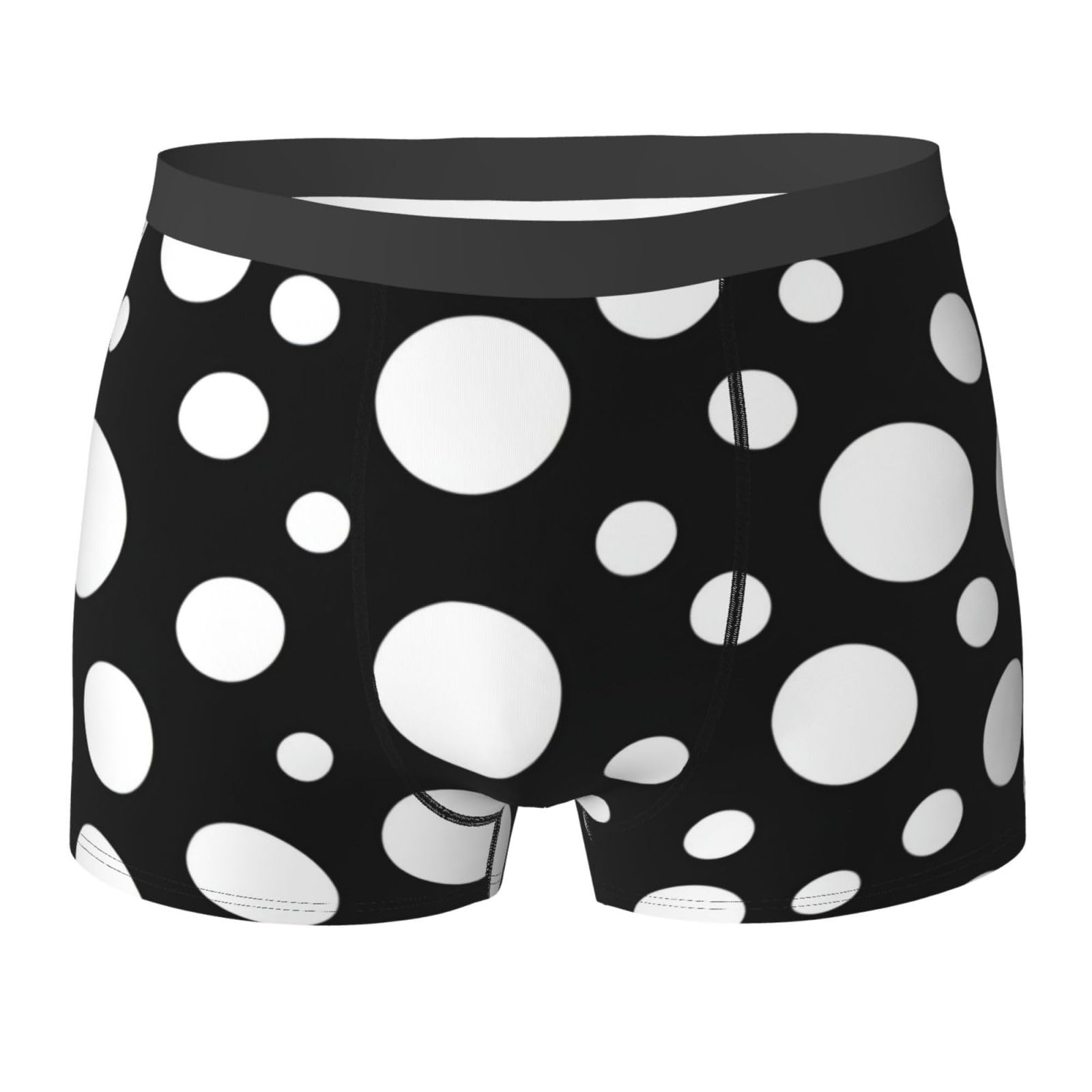 Sxooge Men's Black White Polka Dot Underwear, Boxer Briefs For Breathable Elastic Fabric & Elastic Waistband, Essentials, M