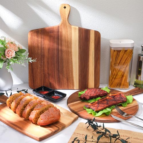 Set de 3 Tablas de Cortar de Madera Acacia con Mango miniatura 6
