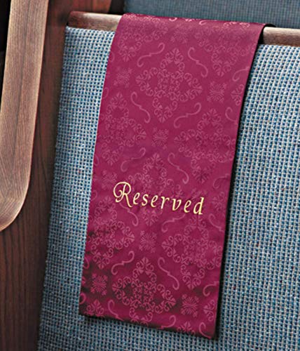 Embroidered Jacquard Reserve Cloth Reserved Seating Placeholder for Church Pew Seats (Burgundy)