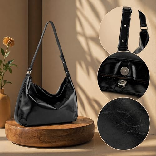 Bolso Hobo de Cuero Vegano para Mujer con Correa Ajustable miniatura 5