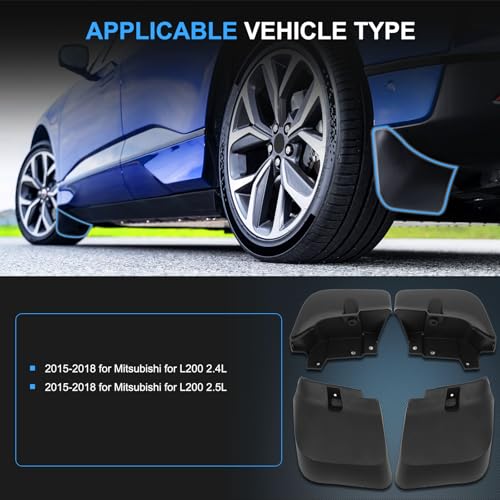 Image of ECCPP 4Pcs Mud Flaps Splash Guards 2015-2018 for Mitsubishi for L200 2.4L 2.5L Front & Rear Mud Guards