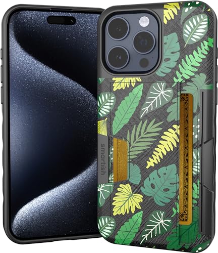 Image of Smartish iPhone 15 Pro Max Wallet Case - Wallet Slayer Vol. 2 [Slim /Protective] Credit Card Holder w /Kickstand - Drop Tested Hidden Card Slot Compatible w /Apple iPhone 15 Pro Max - Leaf Me Alone
