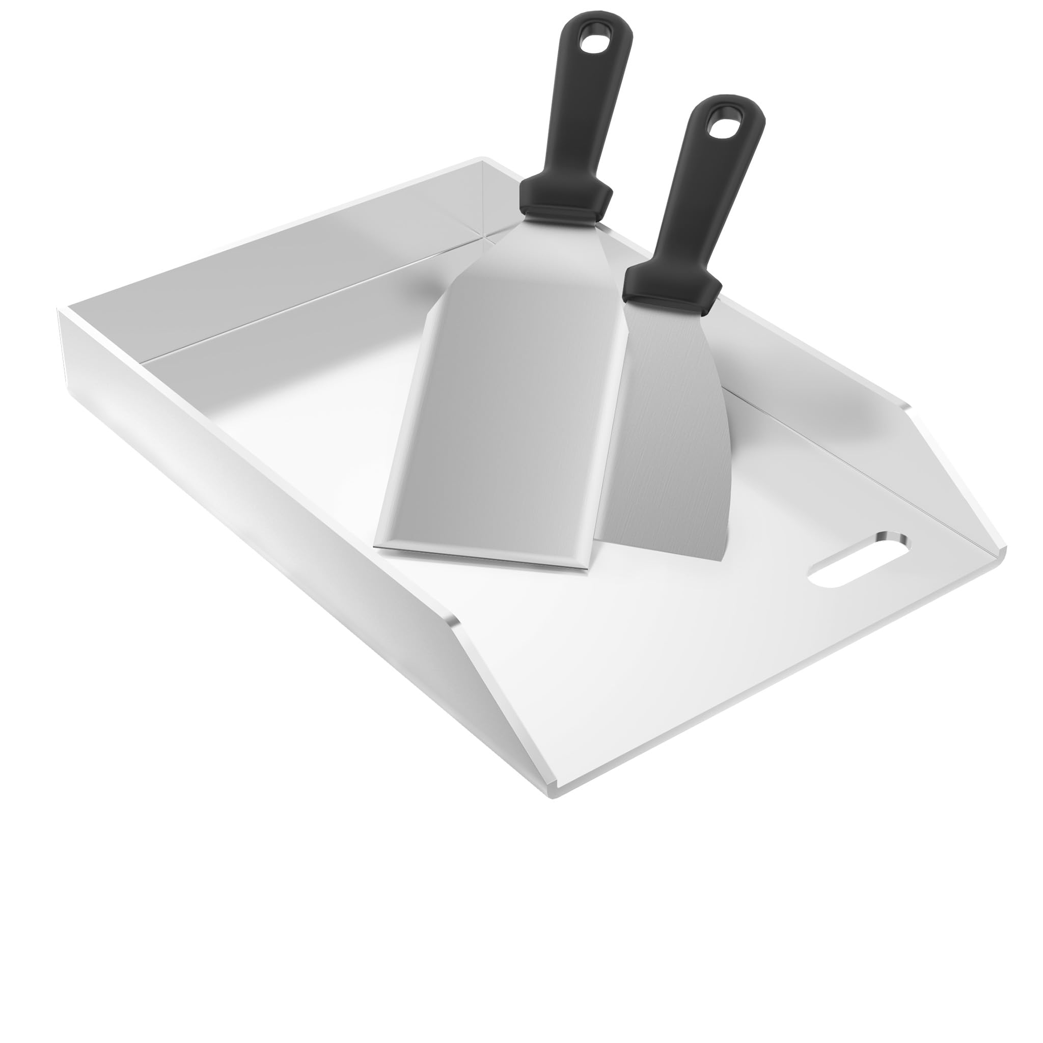 YUENFONG Plancha Grillplatte Plancha Grill 20x30x7cm Edelstahl Grillplatten inkl. Fettablauf, Universelle BBQ mit Grill Platten Grillspachtel & Schaber, für BBQ Gasgrill & Kohlegrill