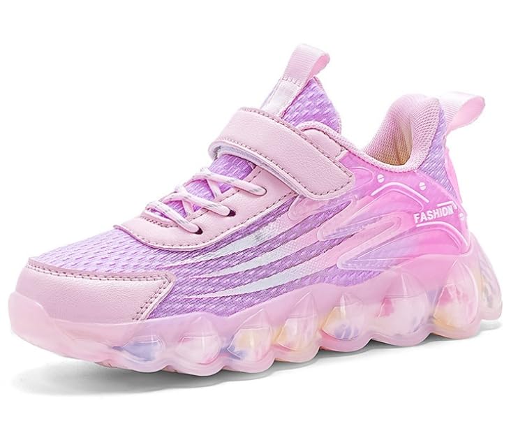 Girl's Trendy Chunky Shoes - Comfy Non Slip Woven Knit Breathable Sneakers For Kids Outdoor Activities - For Girls Aged 4-12 - Suitable for Sports, Hiking & Everyday Wear - Great Gift for Active Kids2