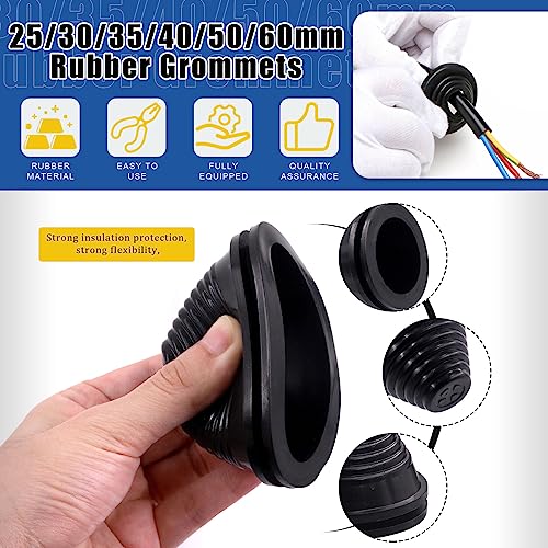 Glarks 20Pcs 35mm Rubber Grommets Kit, Tower Shaped Drill Hole Grommets Wire