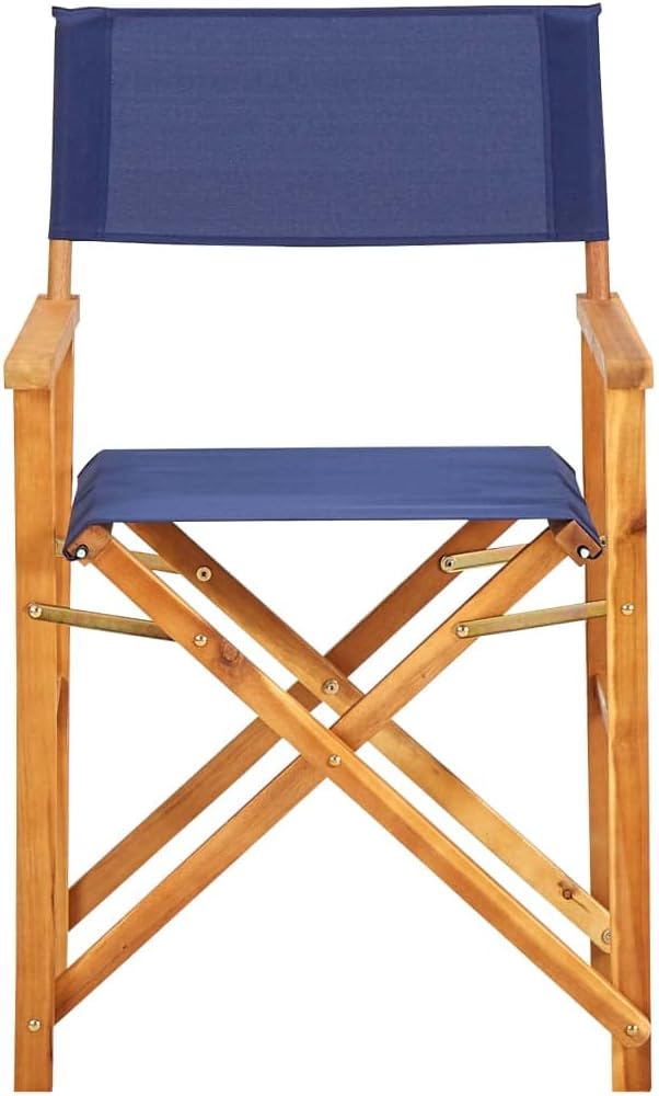 Makeup Chair for Clients,Tall Directors Chair,Director's Chairs 2 pcs Solid Acacia Wood Blue