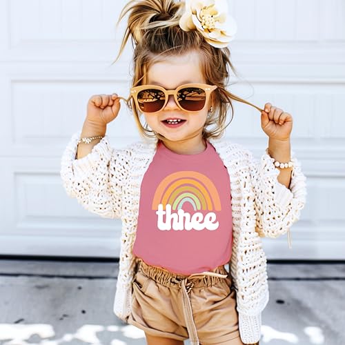 3rd Birthday Rainbow Shirt for Little Girls Retro Third Bday Outfit3