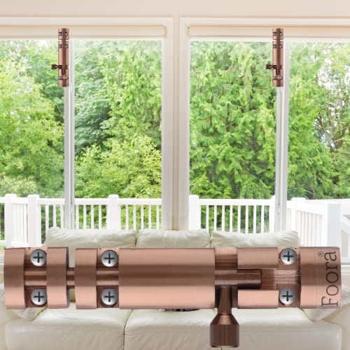 Image of Foora Export Premium Rose Gold Tower Bolt with Stainless Steel Rod and Stainless Steel knob for Door, Window, gate (Aluminum Body (chatakni) (4 inch, Rose Gold. Finish, 1)